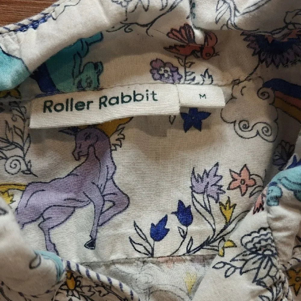 Roller Rabbit Blue and Yellow Horse Print Pajama Shirt (Top Only)